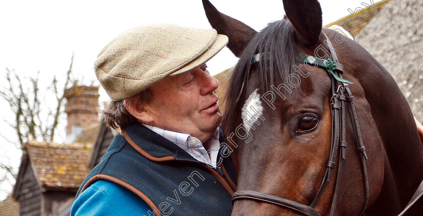 Altior-0005 
 ALTIOR with Nicky Henderson
Lambourn 18 Feb 2019 - Pic Steven Cargill / Racingfotos.com