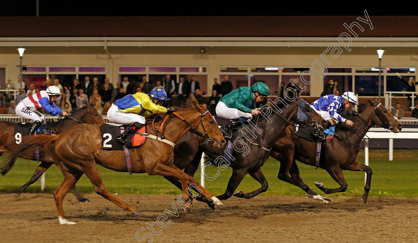 Smart-Connection-0004 
 SMART CONNECTION (right, Kieran O'Neill) beats AIGUILLETTE (centre, William Buick) and ZEFFERINO (left, Ellie MacKenzie)
Chelmsford 14 Oct 2021 - Pic Steven Cargill / Racingfotos.com