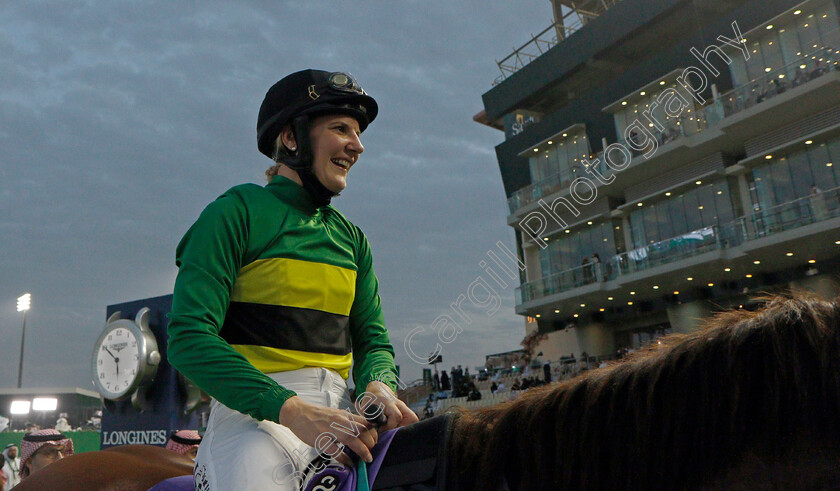 Caitlin-Jones-0001 
 Caitlin Jones after The STC International Jockeys Challenge Round 3 won by KOHEYLAN ALKHEIL
King Abdulaziz RaceCourse, Riyadh, Saudi Arabia 25 Feb 2022 - Pic Steven Cargill / Racingfotos.com