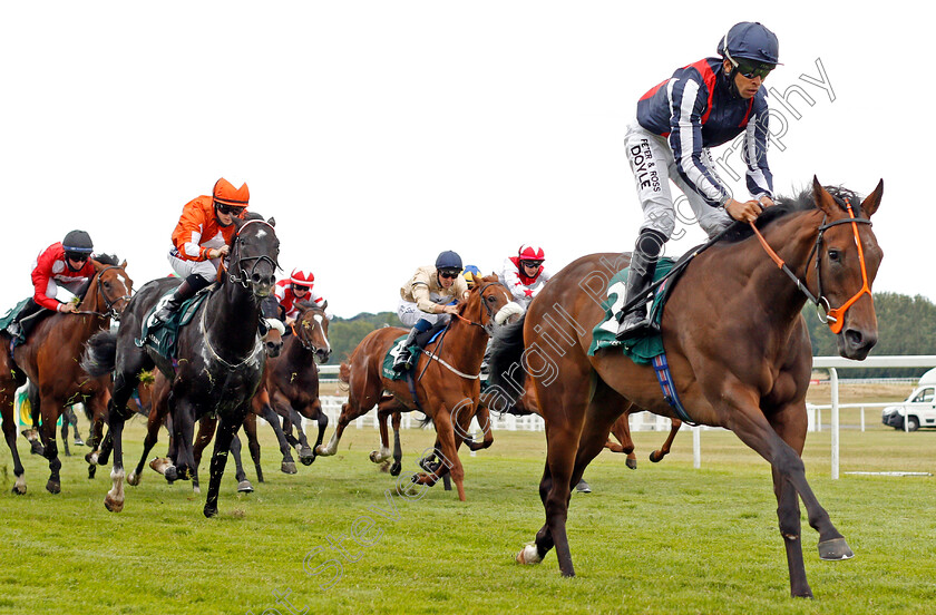 Happy-Romance-0005 
 HAPPY ROMANCE (Sean Levey) wins The Weatherbys Super Sprint
Newbury 19 Jul 2020 - Pic Steven Cargill / Racingfotos.com