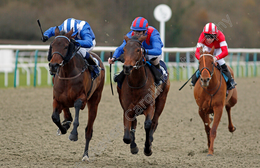 Equal-Share-0005 
 EQUAL SHARE (centre, Richard Kingscote) beats AZAHEER (left) in The Coral Proud To Support British Racing EBF Fillies Novice Stakes Div1
Lingfield 1 Dec 2021 - Pic Steven Cargill / Racingfotos.com