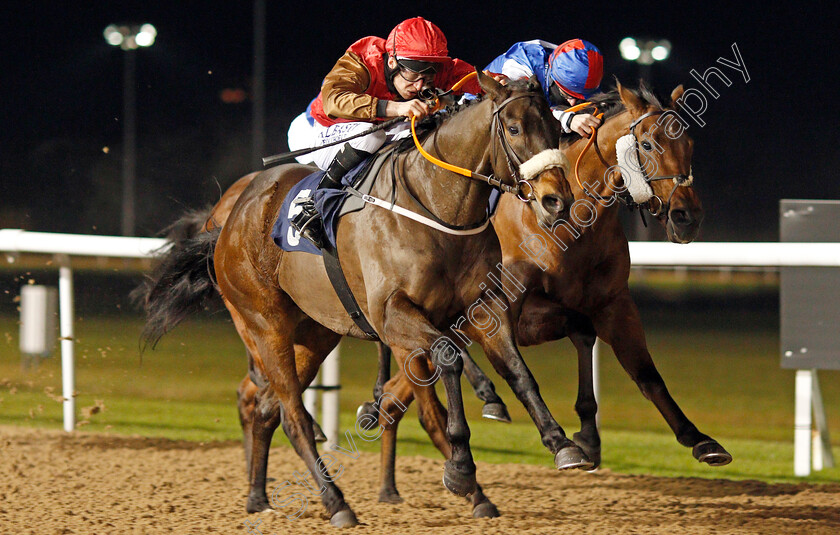 Athmad-0002 
 ATHMAD (left, Luke Morris) beats SHA LA LA LA LEE (right) in The Heed Your Hunch At Betway Handicap
Wolverhampton 5 Dec 2020 - Pic Steven Cargill / Racingfotos.com