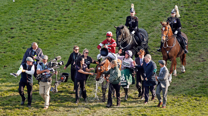 Tiger-Roll-0018 
 TIGER ROLL (Davy Russell) with Gordon Elliott and Jack Kennedy after The Randox Health Grand National Aintree 14 Apr 2018 - Pic Steven Cargill / Racingfotos.com