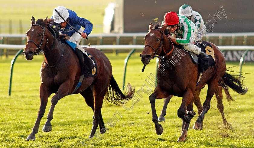 Zakouski-0005 
 ZAKOUSKI (William Buick) beats MODERN MILLIE (right) in The Bet In-Play At Mansionbet Ben Marshall Stakes
Newmarket 31 Oct 2020 - Pic Steven Cargill / Racingfotos.com