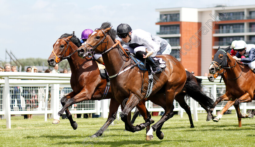 Confiding-0003 
 CONFIDING (right, Callum Shepherd) beats ALMURR (left) in The Be Wiser Insurance Novice Stakes
Newbury 14 Jun 2018 - Pic Steven Cargill / Racingfotos.com