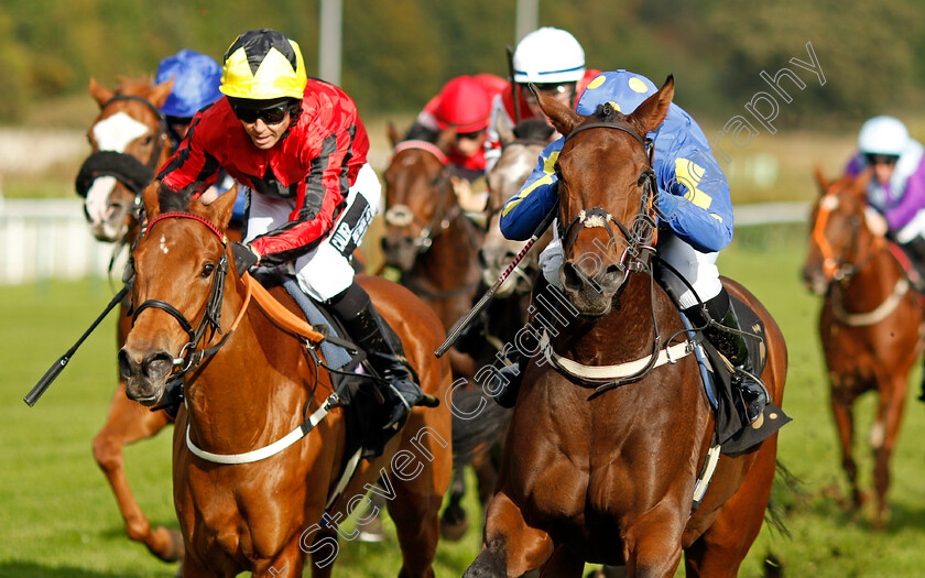 Sweet-Madness-0005 
 SWEET MADNESS (right, Gemma Tutty) beats FOUR NOTES (left) in The Join Racing TV Now Nursery
Nottingham 13 Oct 2021 - Pic Steven Cargill / Racingfotos.com