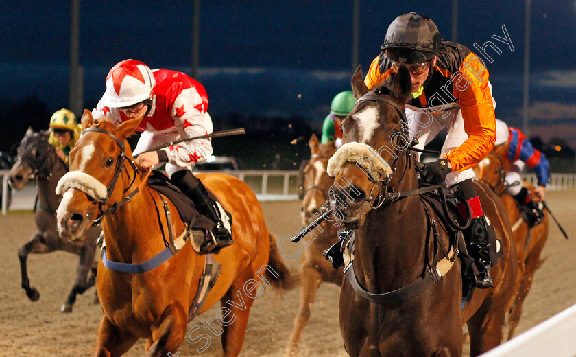 Garsman-0004 
 GARSMAN (right, Adam Kirby) beats GOLD BROCADE (left) in The toteplacepot First Bet Of The Day Handicap
Chelmsford 13 Feb 2020 - Pic Steven Cargill / Racingfotos.com