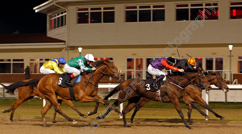 Companionship-0005 
 COMPANIONSHIP (Tom Marquand) beats MS GANDHI (left) and QUENELLE D'OR (farside) in The EBF Fillies Novice Stakes
Chelmsford 27 Nov 2020 - Pic Steven Cargill / Racingfotos.com