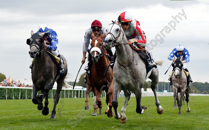 Rodess-Du-Loup-0002 
 RODESS DU LOUP (right, Christophe Soumillon) beats RIJM (centre) and RAJEH (left) in The President Of The UAE Cup
Doncaster 15 Sep 2018 - Pic Steven Cargill / Racingfotos.com