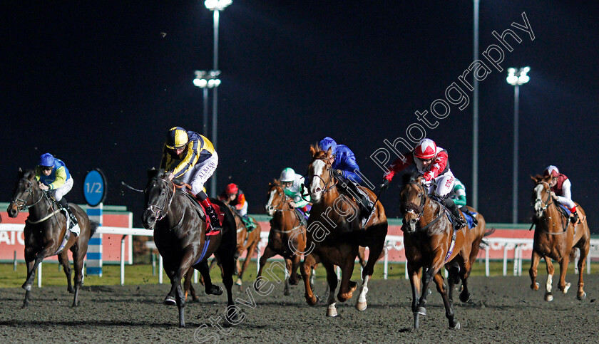 Come-On-Come-On-0002 
 COME ON COME ON (left, Adam Kirby) beats WARBURTON (centre) and INTENSE PLEASURE (right) in The Better Odds With Matchbook Novice Stakes Div2 Kempton 21 Mar 2018 - Pic Steven Cargill / Racingfotos.com