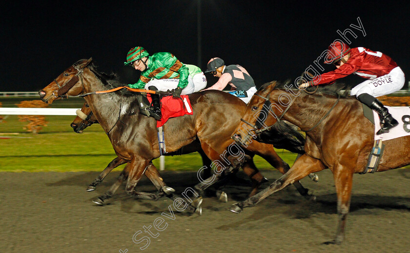 Veena-0002 
 VEENA (Oisin Murphy) beats MAGIC MIRROR (right) in The 100% Profit Boost At 32Redsport.com Fillies Handicap Kempton 20 Dec 2017 - Pic Steven Cargill / Racingfotos.com