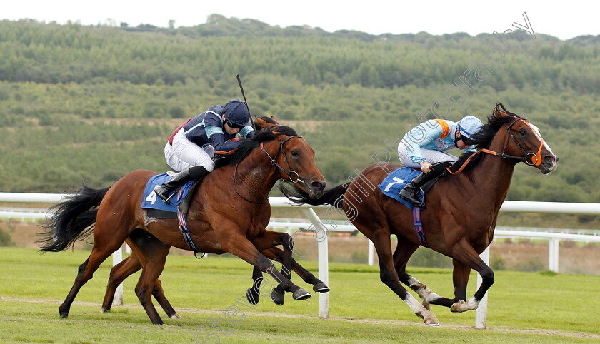 Dark-Jedi-0003 
 DARK JEDI (left, Callum Shepherd) beats LEROY LEROY (right) in The Download The Free At The Races App Novice Stakes
Ffos Las 14 Aug 2018 - Pic Steven Cargill / Racingfotos.com