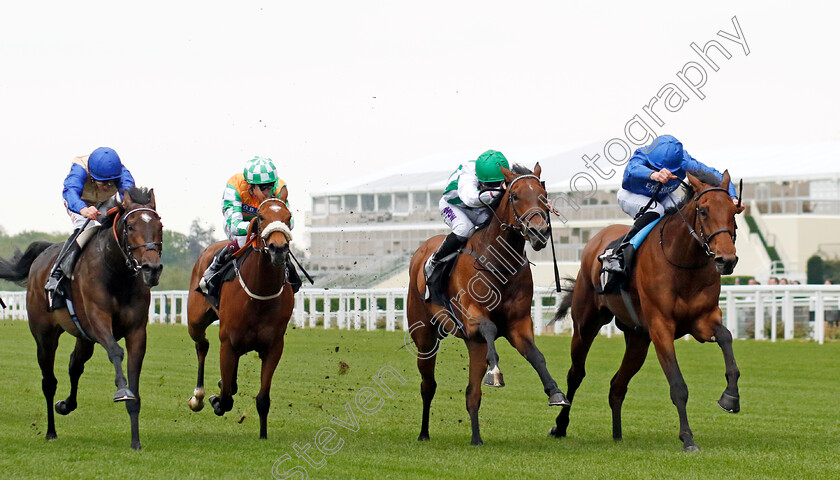 Diamond-Rain-0006 
 DIAMOND RAIN (William Buick) beats SHAHA (2nd right) and CHORUS (left) in The Darley British EBF Fillies Novice Stakes
Ascot 1 May 2024 - Pic Steven Cargill / Racingfotos.com