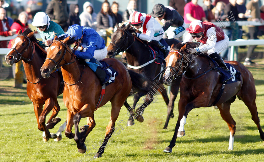 Nashirah-0002 
 NASHIRAH (William Buick) beats FABIOLLA (left) and HANDMAIDEN (right) in The British European Breeders Fund EBF Fillies Novice Stakes
Yarmouth 23 Oct 2018 - Pic Steven Cargill / Racingfotos.com