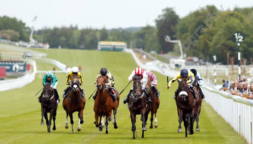 Dream-Shot-0001 
 DREAM SHOT (2nd right, Jamie Spencer) beats SPANISH ANGEL (right) in The Thames Materials Muck Away EBF Novice Auction Stakes
Goodwood 24 May 2019 - Pic Steven Cargill / Racingfotos.com