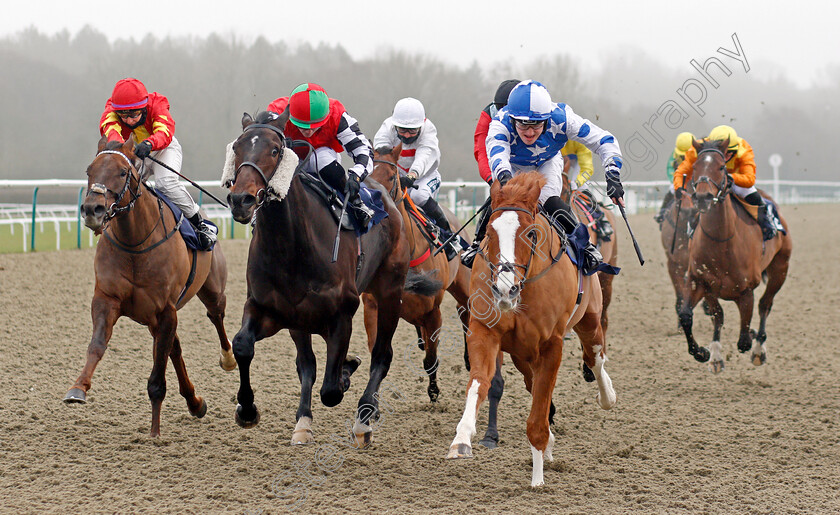 Party-Island-0003 
 PARTY ISLAND (right, George Bass) beats SUBLIMINAL (centre) and EL CONQUISTADOR (left) in The Heed Your Hunch At Betway Handicap
Lingfield 9 Jan 2021 - Pic Steven Cargill / Racingfotos.com