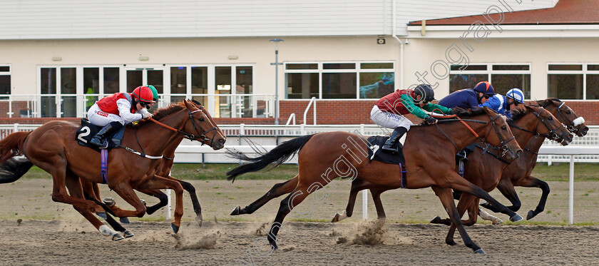 Dawaam-0003 
 DAWAAM (farside, Jim Crowley) beats ARIJ (2nd right) and HABIT ROUGE (7) in The Bigger Pools With tote.co.uk PMU Partnership Handicap
Chelmsford 29 Apr 2021 - Pic Steven Cargill / Racingfotos.com