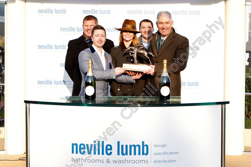 The-Worlds-End-0007 
 Presentation to Max McNeill for The Neville Lumb Novices Chase won by THE WORLDS END
Cheltenham 14 Dec 2018 - Pic Steven Cargill / Racingfotos.com