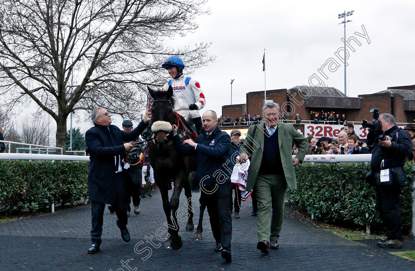 Clan-Des-Obeaux-0017 
 CLAN DES OBEAUX (Harry Cobden) with Paul Nicholls after The 32Red King George VI Chase
Kempton 26 Dec 2018 - Pic Steven Cargill / Racingfotos.com