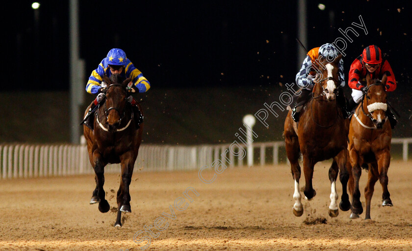 Titan-Goddess-0002 
 TITAN GODDESS (left, Shane Kelly) wins The Bet totequadpot At betfred.com Selling Stakes Chelmsford 8 Dec 2017 - Pic Steven Cargill / Racingfotos.com