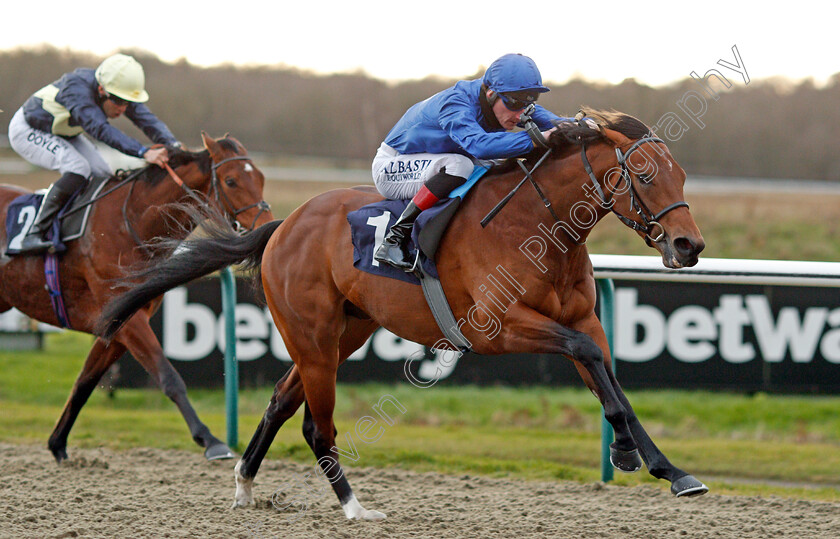 Tamborrada-0005 
 TAMBORRADA (Adam Kirby) wins The Ladbrokes Watch Racing Online For Free Novice Stakes
Lingfield 29 Jan 2021 - Pic Steven Cargill / Racingfotos.com