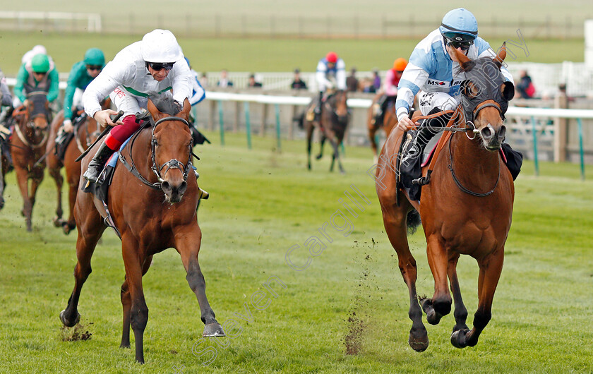 Chamade-0003 
 CHAMADE (right, Richard Kingscote) beats MOSTLY (left) in The Allicare Fillies Novice Median Auction Stakes
Newmarket 23 Oct 2019 - Pic Steven Cargill / Racingfotos.com