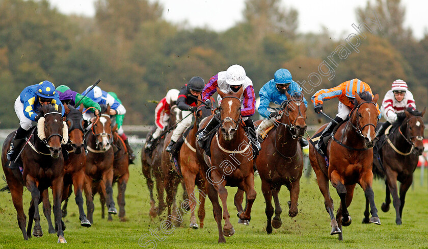 Balancing-Act-0001 
 BALANCING ACT (centre, Jack Garritty) beats CHARLES LE BRUN (right) in The Download The Mansionbet App Handicap Div2
Nottingham 14 Oct 2020 - Pic Steven Cargill / Racingfotos.com