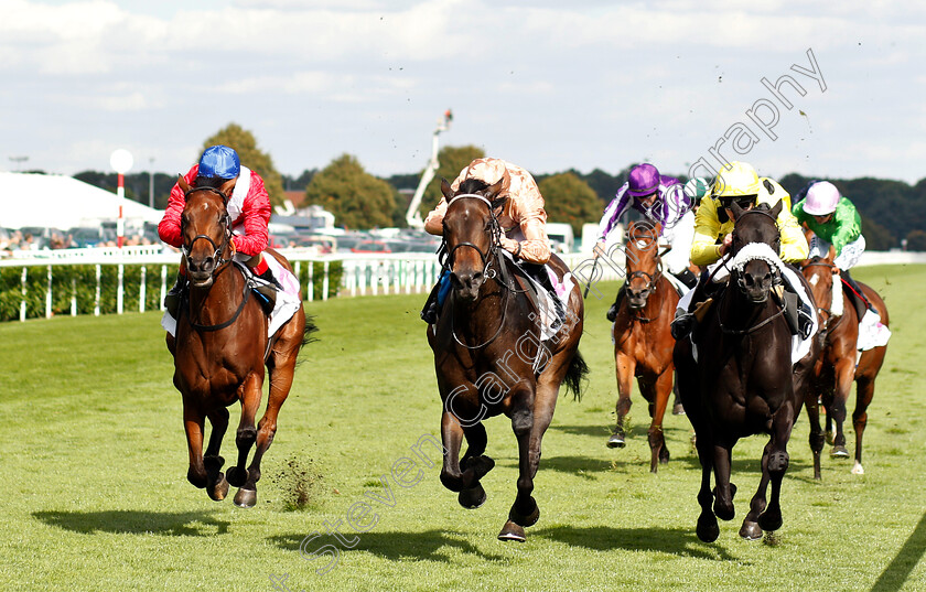 God-Given-0003 
 GOD GIVEN (centre, Jamie Spencer) beats PILASTER (left) and HORSEPLAY (right) in The DFS Park Hill Stakes
Doncaster 13 Sep 2018 - Pic Steven Cargill / Racingfotos.com