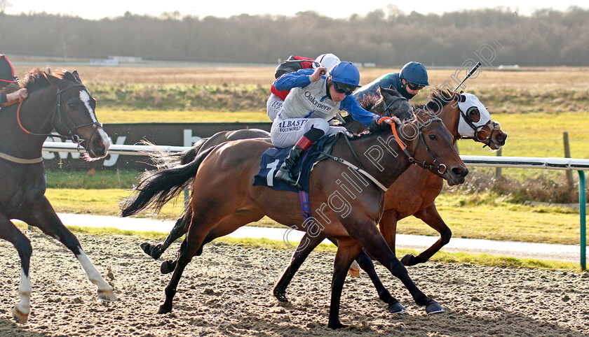 Capla-Spirit-0002 
 CAPLA SPIRIT (farside, George Bass) beats CHITRA (centre) in The Heed Your Hunch At Betway Handicap
Lingfield 29 Jan 2021 - Pic Steven Cargill / Racingfotos.com