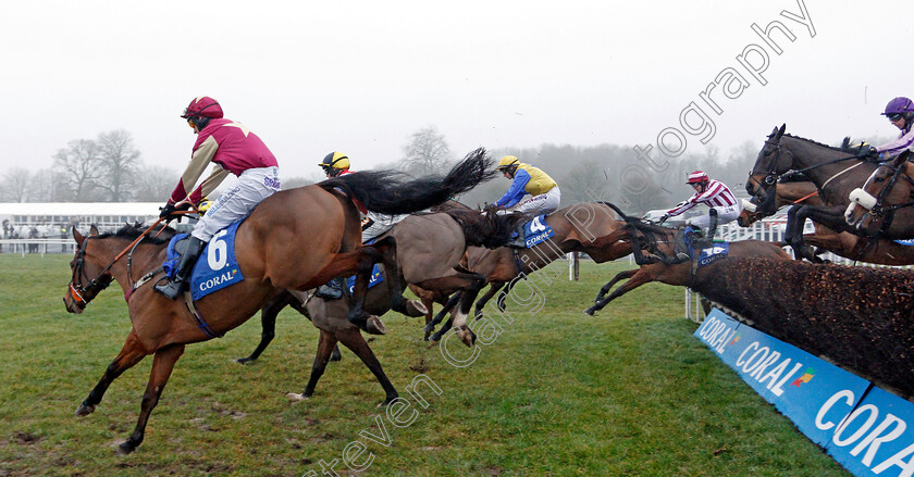 The-Two-Amigos-0001 
 THE TWO AMIGOS (Matt Griffiths) leads the field as Mark Enright has a sticky moment aboard SPACE CADET at the first fence during the Coral Welsh Grand National won by POTTERS CORNER
Chepstow 27 Dec 2019 - Pic Steven Cargill / Racingfotos.com