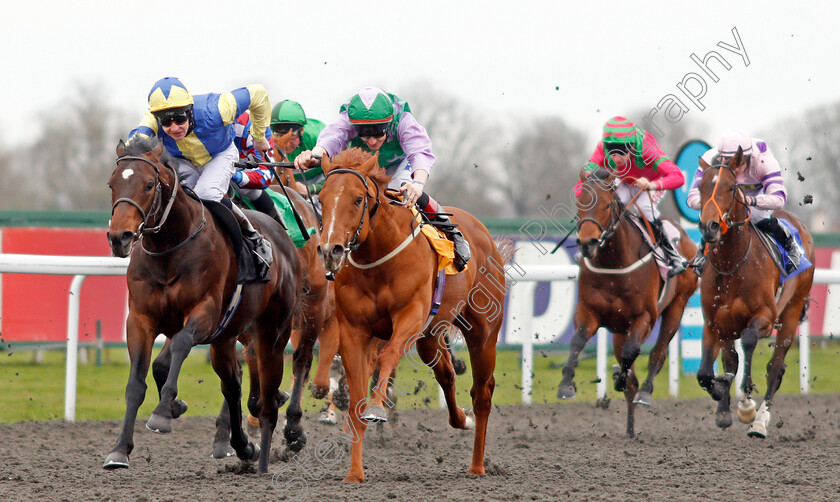 Lihou-0001 
 LIHOU (centre, Fran Berry) beats KINKS (left) in The Betfred TV British Stallion Studs EBF Novice Stakes Kempton 7 Apr 2018 - Pic Steven Cargill / Racingfotos.com