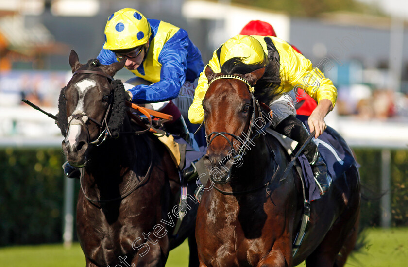 Yaroogh-0003 
 YAROOGH (right, Tom Marquand) beats SPELL MASTER (left) in The Hilton Garden Inn Nursery
Doncaster 12 Sep 2024 - Pic Steven Cargill / Racingfotos.com