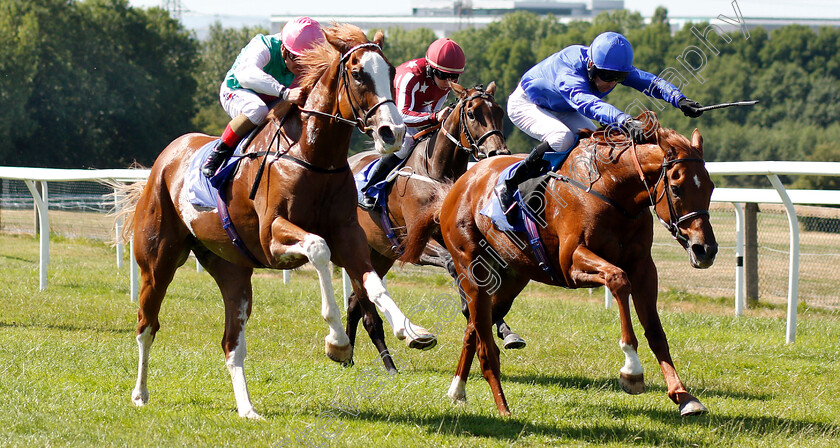 Herculean-0004 
 HERCULEAN (left, Andrea Atzeni) beats RECORDMAN (right) in The Ben And Mary Hibbert Memorial Novice Stakes
Pontefract 10 Jul 2018 - Pic Steven Cargill / Racingfotos.com