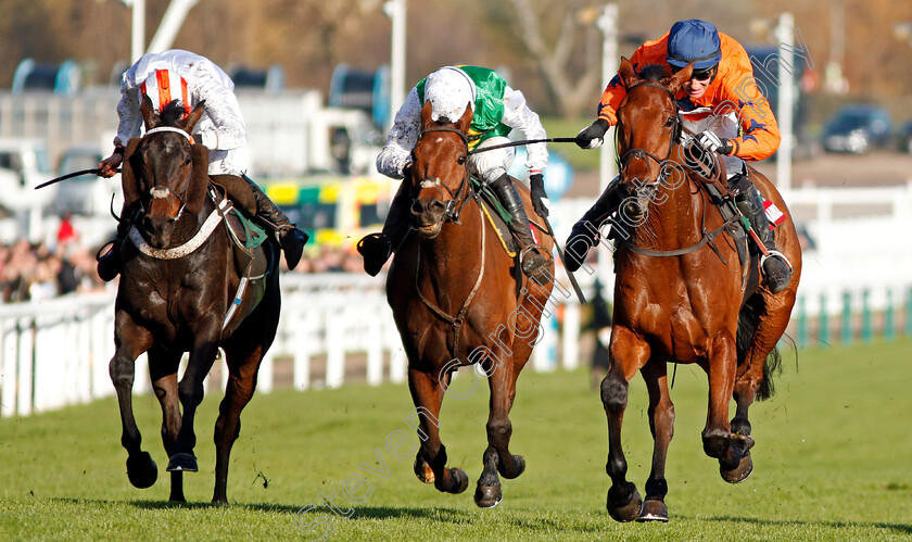 What-A-Moment-0004 
 WHAT A MOMENT (right, R O Harding) wins The Markel Insurance Amateur Riders Handicap Chase Cheltenham 17 Nov 2017 - Pic Steven Cargill / Racingfotos.com