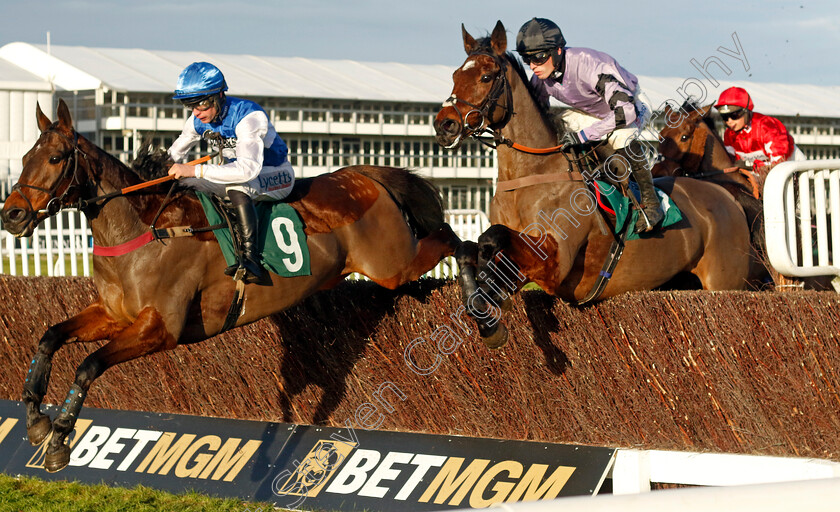 Gemirande-0007 
 GEMIRANDE (Charlie Deutsch) beats STAGE STAR (right) in The Nyetimber December Gold Cup
Cheltenham 14 Dec 2024 - Pic Steven Cargill / Racingfotos.com