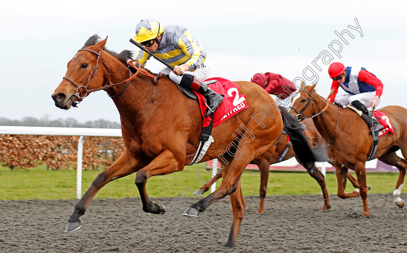 Hunaina-0007 
 HUNAINA (Alexis Badel) wins The Betfred Home Of Goals Galore Snowdrop Fillies Stakes Kempton 7 Apr 2018 - Pic Steven Cargill / Racingfotos.com