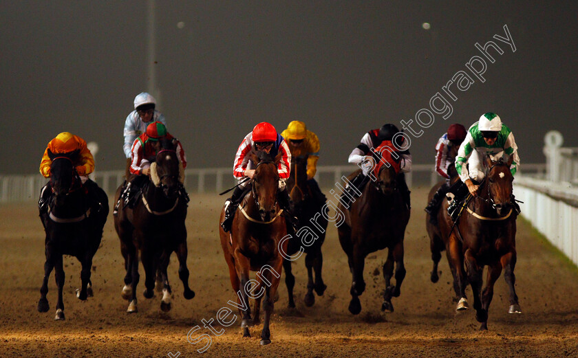 You re-Cool-0004 
 YOU'RE COOL (centre, Lewis Edmunds) wins The Bet toteWIN at betfred.com Handicap Chelmsford 26 Sep 2017 - Pic Steven Cargill / Racingfotos.com