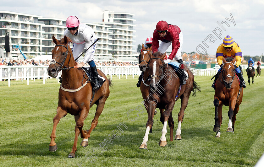 What-A-Welcome-0004 
 WHAT A WELCOME (left, Joey Haynes) beats SKY EAGLE (centre) and CLIFFS OF DOVER (right) in The Big Group Insight Hanidcap
Newbury 17 Aug 2018 - Pic Steven Cargill / Racingfotos.com