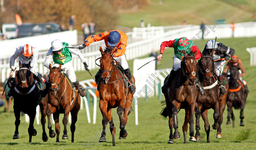 What-A-Moment-0001 
 WHAT A MOMENT (centre, R O Harding) wins The Markel Insurance Amateur Riders Handicap Chase Cheltenham 17 Nov 2017 - Pic Steven Cargill / Racingfotos.com