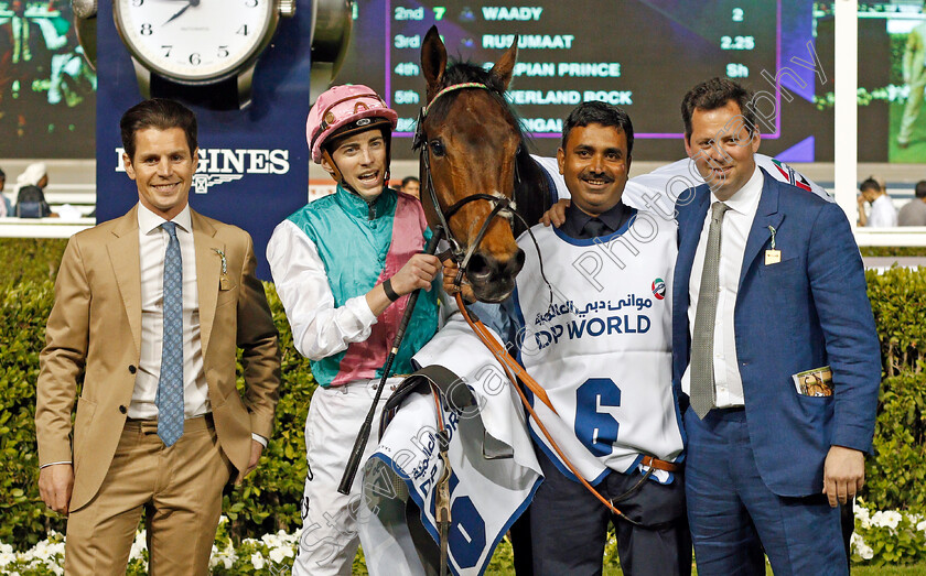 Equilateral-0008 
 EQUILATERAL (James Doyle) with trainer Charles Hills (right) after The Dubai Dash
Meydan 23 Jan 2020 - Pic Steven Cargill / Racingfotos.com