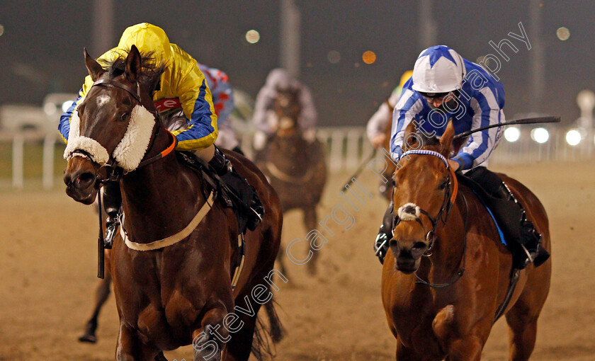 Full-Intention-0004 
 FULL INTENTION (left, David Probert) beats DEAR POWER (right) in The tote.co.uk Handicap
Chelmsford 27 Nov 2020 - Pic Steven Cargill / Racingfotos.com