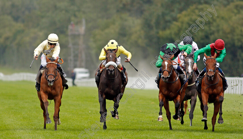 Romantic-Time-0002 
 ROMANTIC TIME (left, Hollie Doyle) beats PEARL GLORY (right) PORSCHE CAVALIER (2nd right) and DUBAI JEWEL (2nd left) in The IRE Incentive Scheme Dick Poole Fillies Stakes
Salisbury 2 Sep 2021 - Pic Steven Cargill / Racingfotos.com