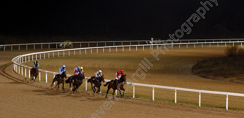 Battle-Of-Marathon-0001 
 BATTLE OF MARATHON (2nd left, Darragh Keenan) trails the field on his way to winning The chelmsfordcityracecourse.com Handicap
Chelmsford 26 Nov 2020 - Pic Steven Cargill / Racingfotos.com