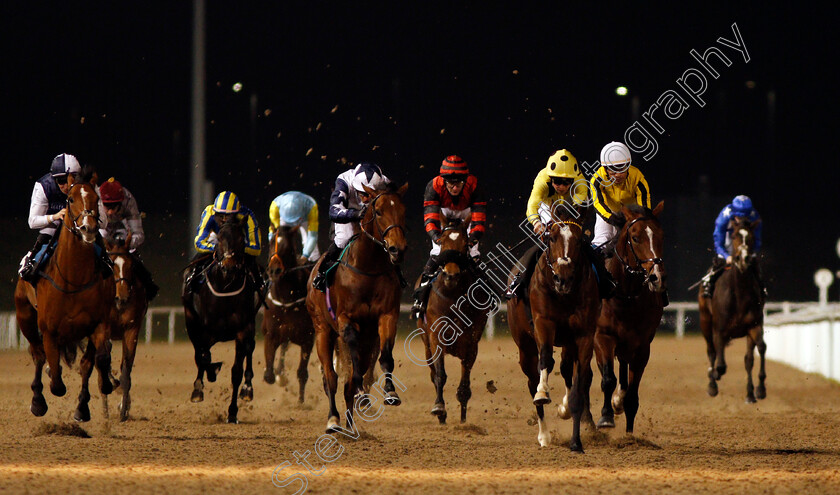 Noble-Expression-0002 
 NOBLE EXPRESSION (3rd right, Jack Mitchell) wins The Weatherbys General Stud Book Online EBF Novice Stakes Chelmsford 23 Nov 2017 - Pic Steven Cargill / Racingfotos.com