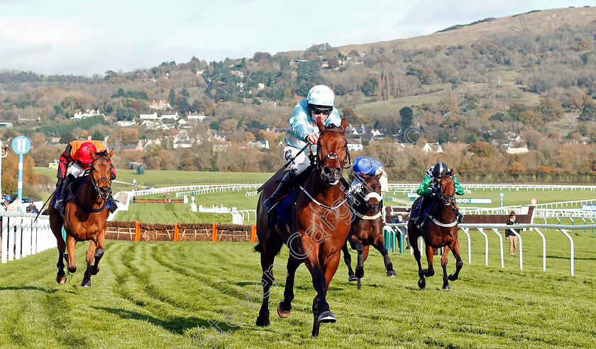 Twobeelucky-0004 
 TWOBEELUCKY (A E Lynch) wins The Masterson Holdings Hurdle Cheltenham 28 Oct 2017 - Pic Steven Cargill / Racingfotos.com