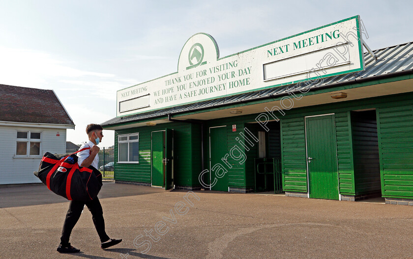 Marco-Ghiani-0014 
 MARCO GHIANI leaves the racecourse
Yarmouth 15 Sep 2020 - Pic Steven Cargill / Racingfotos.com