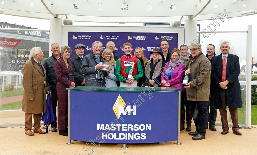 Quel-Destin-0006 
 Presentation to Martin Broughton and Friends, Paul Nicholls and Harry Cobden for The Masterson Holdings Hurdle won by QUEL DESTIN 
Cheltenham 26 Oct 2019 - Pic Steven Cargill / Racingfotos.com