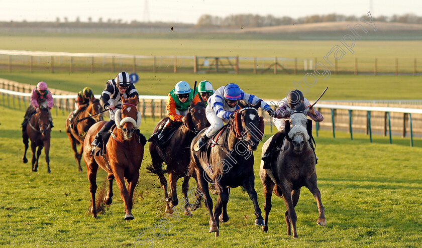 Odyssey-Girl-0001 
 ODYSSEY GIRL (right, Angus Villers) beats MASKED IDENTITY (centre) in The Mansionbet Trick Or Treat Handicap
Newmarket 31 Oct 2020 - Pic Steven Cargill / Racingfotos.com