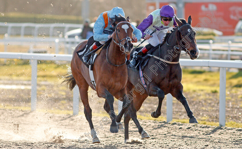 Prince-Of-Eagles-0005 
 PRINCE OF EAGLES (left, Shane Kelly) beats EVENTFUL (right) in The Ministry Of Sound And Light Extravaganza Handicap
Chelmsford 11 Feb 2020 - Pic Steven Cargill / Racingfotos.com