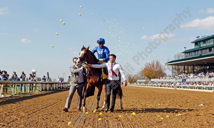 Mischief-Magic-0013 
 MISCHIEF MAGIC (William Buick) after The Breeders' Cup Juvenile Turf Sprint
Breeders Cup Meeting, Keeneland USA, 4 Nov 2022 - Pic Steven Cargill / Racingfotos.com